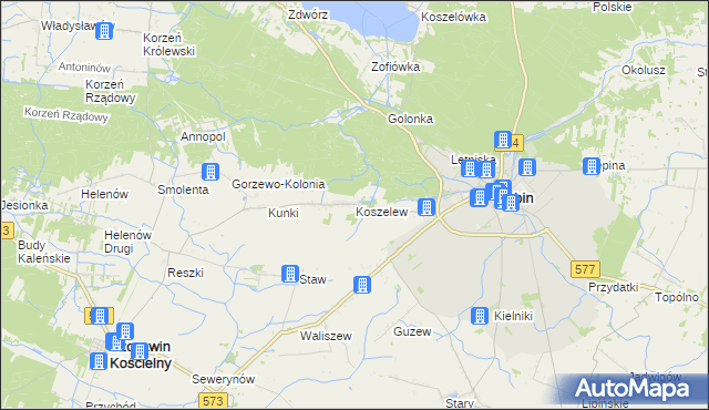 mapa Koszelew, Koszelew na mapie Targeo