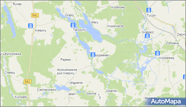 mapa Koszelewki, Koszelewki na mapie Targeo