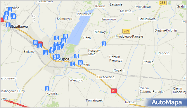 mapa Koszuty gmina Słupca, Koszuty gmina Słupca na mapie Targeo