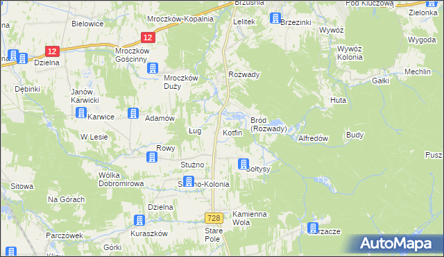 mapa Kotfin gmina Gielniów, Kotfin gmina Gielniów na mapie Targeo