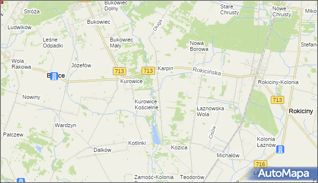 mapa Kotliny gmina Brójce, Kotliny gmina Brójce na mapie Targeo