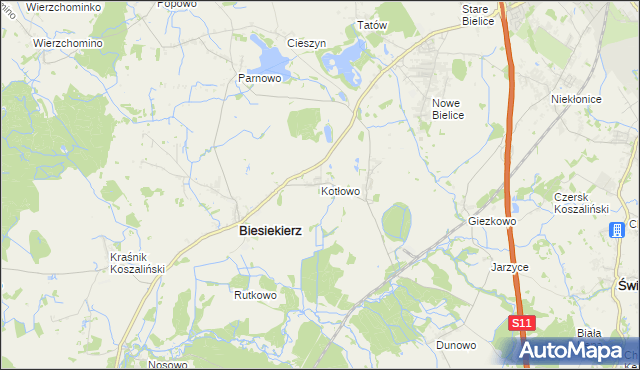 mapa Kotłowo gmina Biesiekierz, Kotłowo gmina Biesiekierz na mapie Targeo