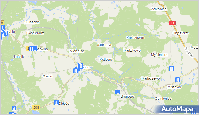 mapa Kotłowo gmina Kępice, Kotłowo gmina Kępice na mapie Targeo