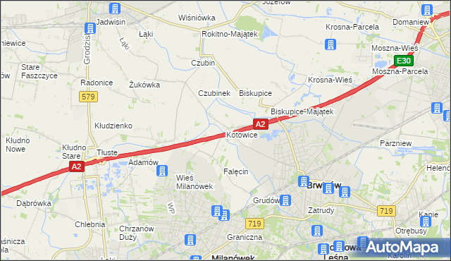 mapa Kotowice gmina Brwinów, Kotowice gmina Brwinów na mapie Targeo