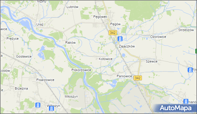 mapa Kotowice gmina Oborniki Śląskie, Kotowice gmina Oborniki Śląskie na mapie Targeo