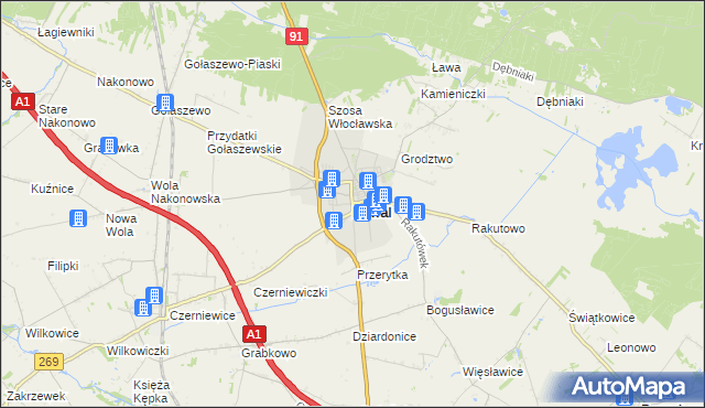 mapa Kowal, Kowal na mapie Targeo