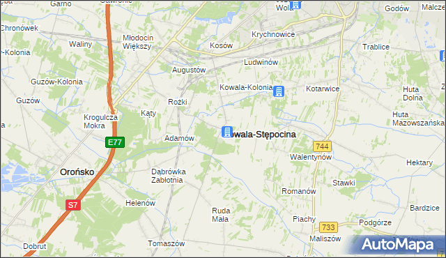 mapa Kowala-Stępocina, Kowala-Stępocina na mapie Targeo