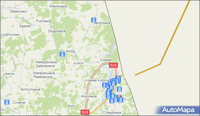 mapa Kowale gmina Kuźnica, Kowale gmina Kuźnica na mapie Targeo