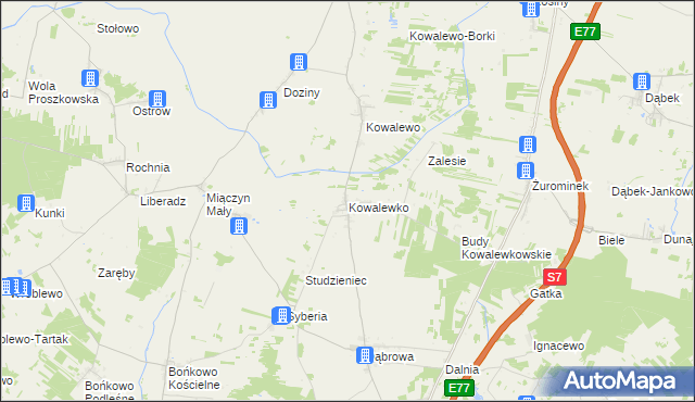 mapa Kowalewko gmina Strzegowo, Kowalewko gmina Strzegowo na mapie Targeo