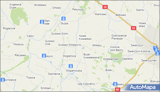 mapa Kowalewo gmina Drobin, Kowalewo gmina Drobin na mapie Targeo