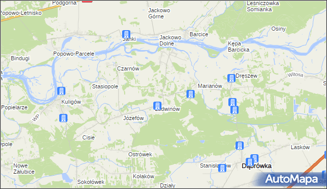 mapa Kowalicha gmina Dąbrówka, Kowalicha gmina Dąbrówka na mapie Targeo