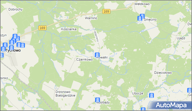 mapa Kowalki gmina Tychowo, Kowalki gmina Tychowo na mapie Targeo