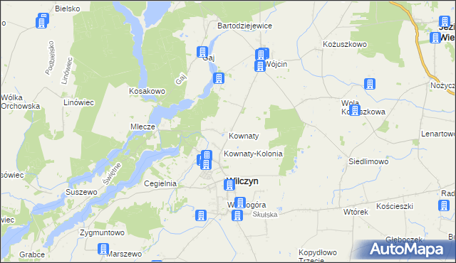 mapa Kownaty gmina Wilczyn, Kownaty gmina Wilczyn na mapie Targeo
