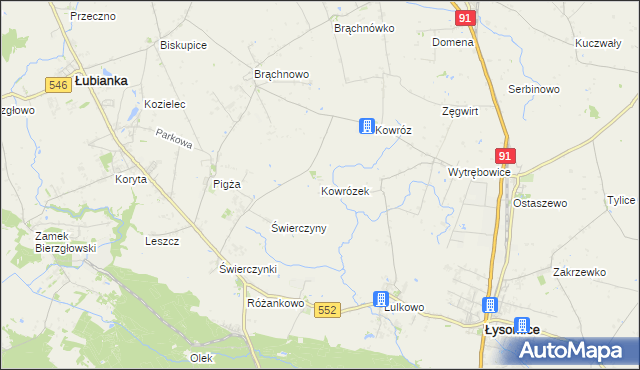 mapa Kowrózek, Kowrózek na mapie Targeo