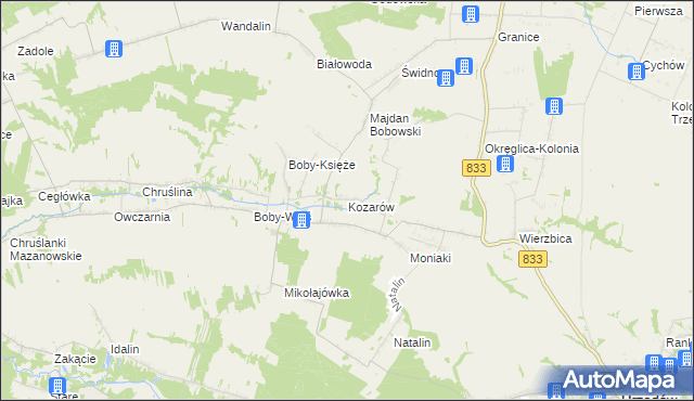mapa Kozarów, Kozarów na mapie Targeo