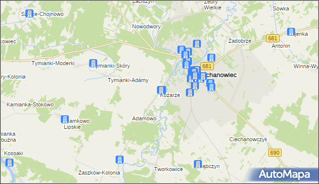 mapa Kozarze, Kozarze na mapie Targeo