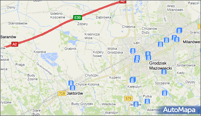 mapa Kozery, Kozery na mapie Targeo