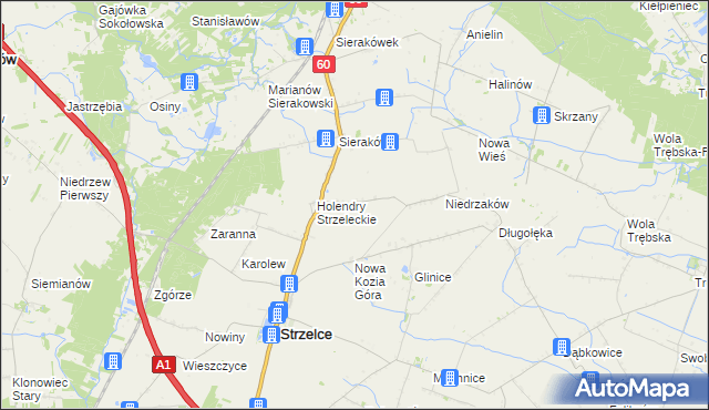mapa Kozia Góra gmina Strzelce, Kozia Góra gmina Strzelce na mapie Targeo