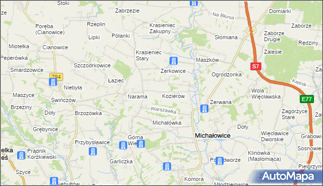 mapa Kozierów, Kozierów na mapie Targeo