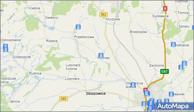 mapa Koziniec gmina Ząbkowice Śląskie, Koziniec gmina Ząbkowice Śląskie na mapie Targeo