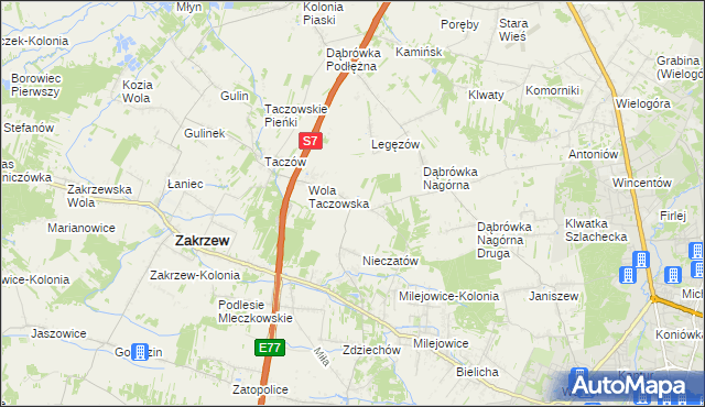 mapa Kozinki, Kozinki na mapie Targeo