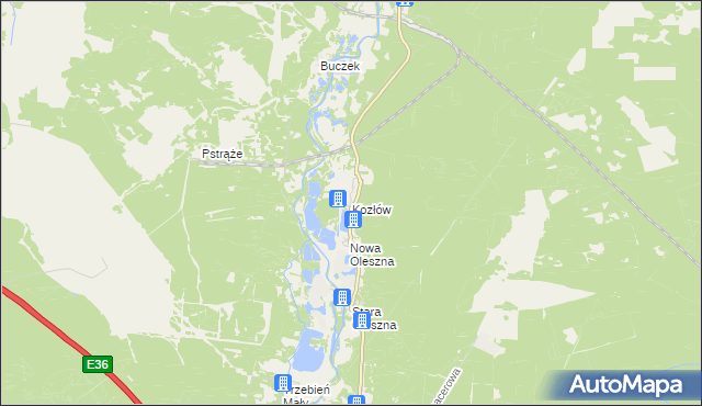 mapa Kozłów gmina Bolesławiec, Kozłów gmina Bolesławiec na mapie Targeo