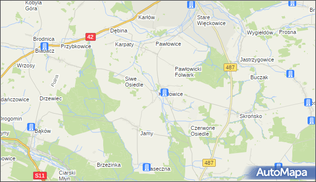 mapa Kozłowice, Kozłowice na mapie Targeo