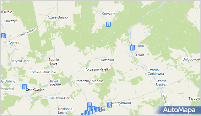 mapa Kozłowo gmina Grodzisk, Kozłowo gmina Grodzisk na mapie Targeo