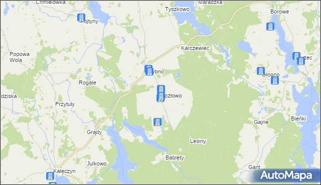 mapa Kozłowo gmina Sorkwity, Kozłowo gmina Sorkwity na mapie Targeo