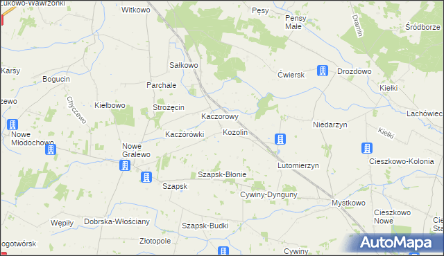 mapa Kozolin, Kozolin na mapie Targeo