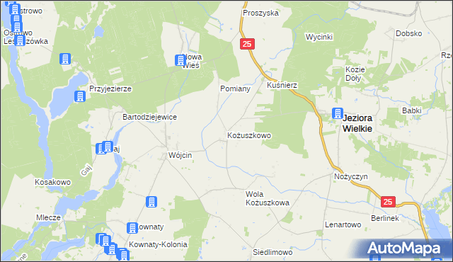 mapa Kożuszkowo, Kożuszkowo na mapie Targeo