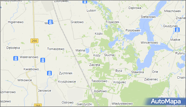 mapa Kozy gmina Piotrków Kujawski, Kozy gmina Piotrków Kujawski na mapie Targeo