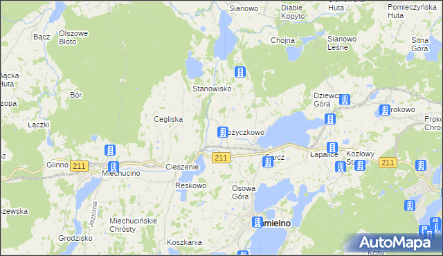 mapa Kożyczkowo, Kożyczkowo na mapie Targeo