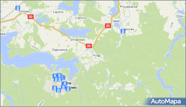 mapa Krągi, Krągi na mapie Targeo
