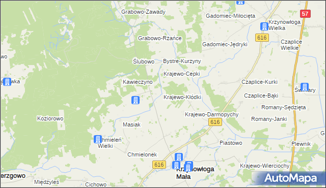 mapa Krajewo-Kłódki, Krajewo-Kłódki na mapie Targeo