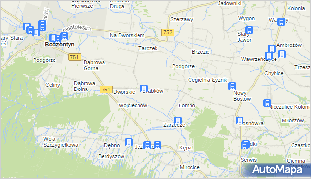 mapa Krajków gmina Pawłów, Krajków gmina Pawłów na mapie Targeo