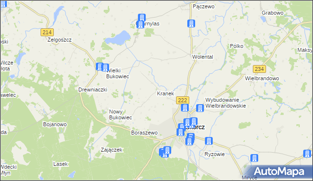 mapa Kranek, Kranek na mapie Targeo