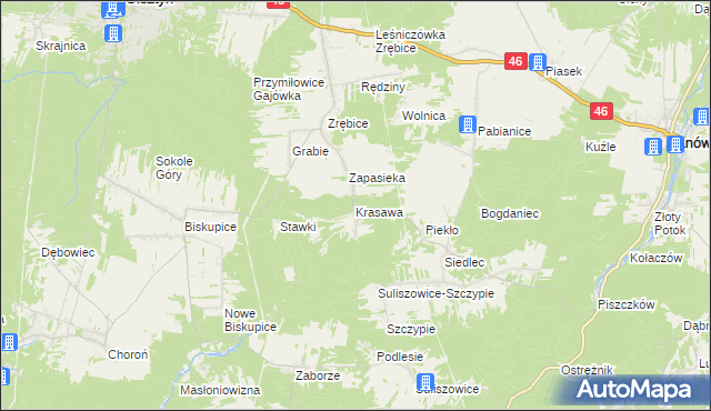 mapa Krasawa, Krasawa na mapie Targeo
