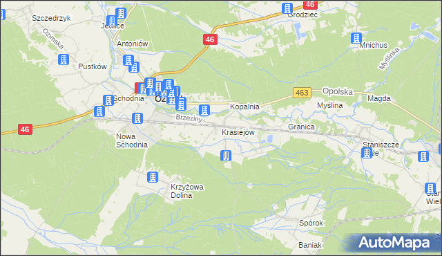 mapa Krasiejów, Krasiejów na mapie Targeo