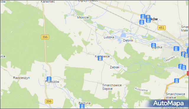 mapa Krasowice, Krasowice na mapie Targeo