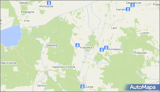 mapa Krasówka gmina Włodawa, Krasówka gmina Włodawa na mapie Targeo