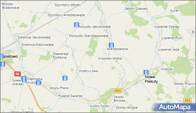 mapa Krasowo-Wólka, Krasowo-Wólka na mapie Targeo