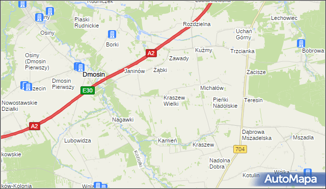 mapa Kraszew Wielki, Kraszew Wielki na mapie Targeo