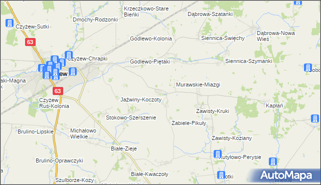 mapa Kraszewo Czarne, Kraszewo Czarne na mapie Targeo