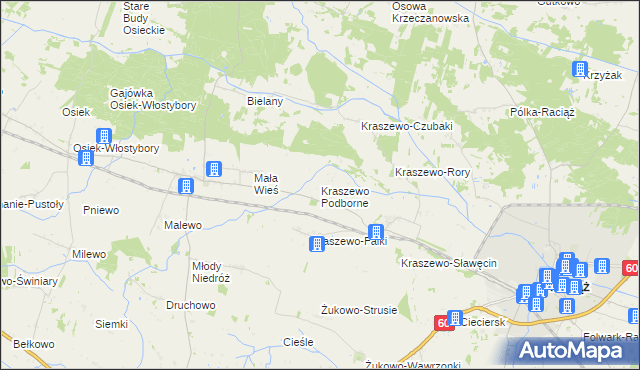 mapa Kraszewo Podborne, Kraszewo Podborne na mapie Targeo