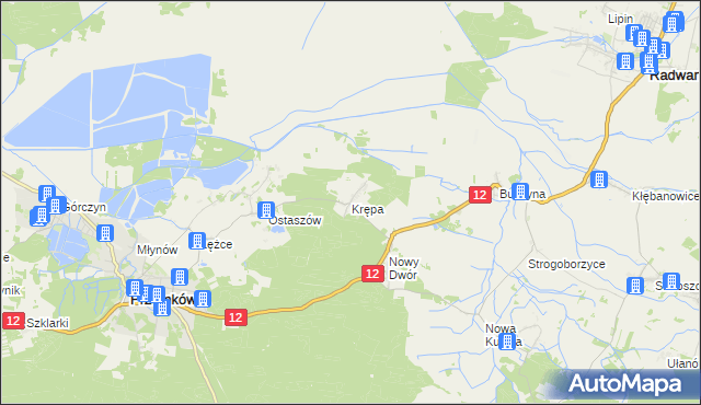 mapa Krępa gmina Przemków, Krępa gmina Przemków na mapie Targeo