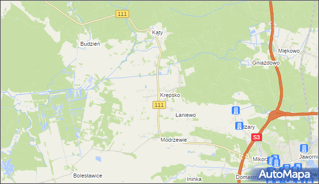 mapa Krępsko gmina Goleniów, Krępsko gmina Goleniów na mapie Targeo