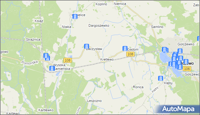mapa Kretlewo, Kretlewo na mapie Targeo