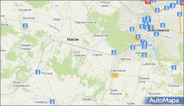 mapa Krężce, Krężce na mapie Targeo