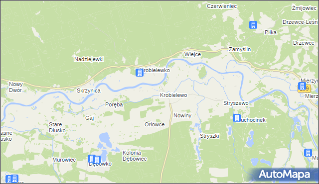 mapa Krobielewo, Krobielewo na mapie Targeo